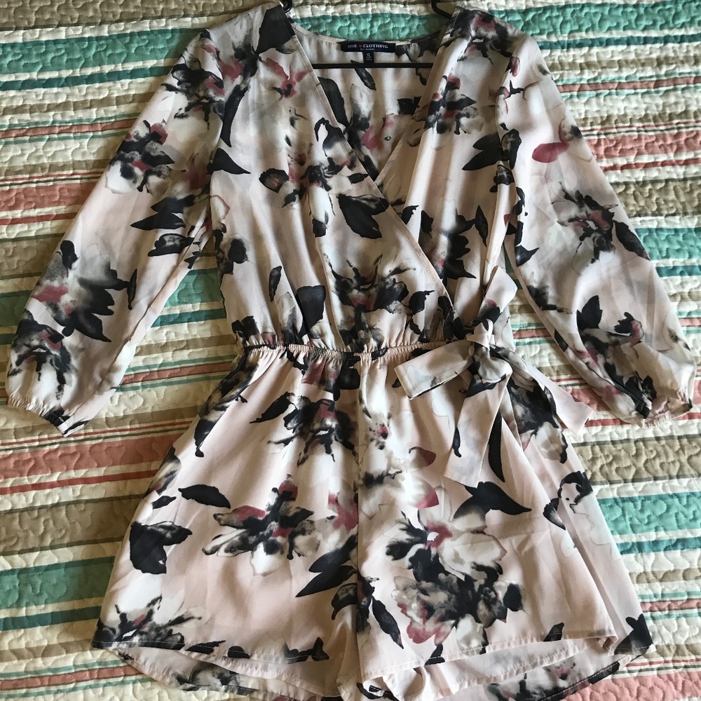 . Blush, floral romper